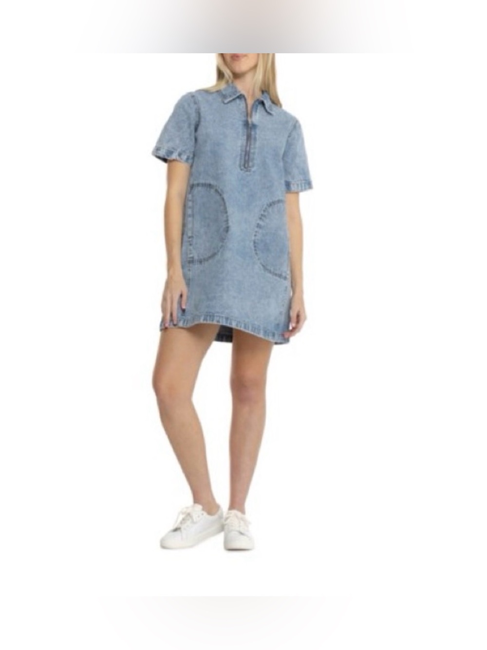 Blank NYC Light Blue Denim Polo Shift Dress